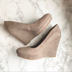 Madden Girl Taupe Faux Suede Wedges